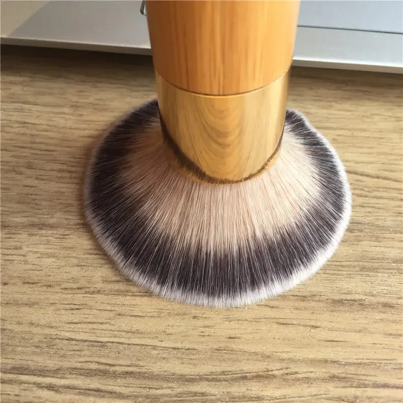 The Buffer airbrush finish bamboo foundation brush with Dense Soft Synthetic Hair Makeup Brush for Powder Bronzer Blush