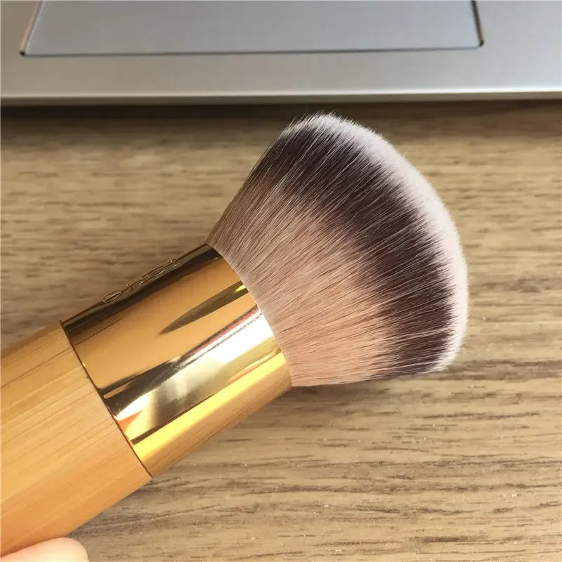 The Buffer airbrush finish bamboo foundation brush with Dense Soft Synthetic Hair Makeup Brush for Powder Bronzer Blush
